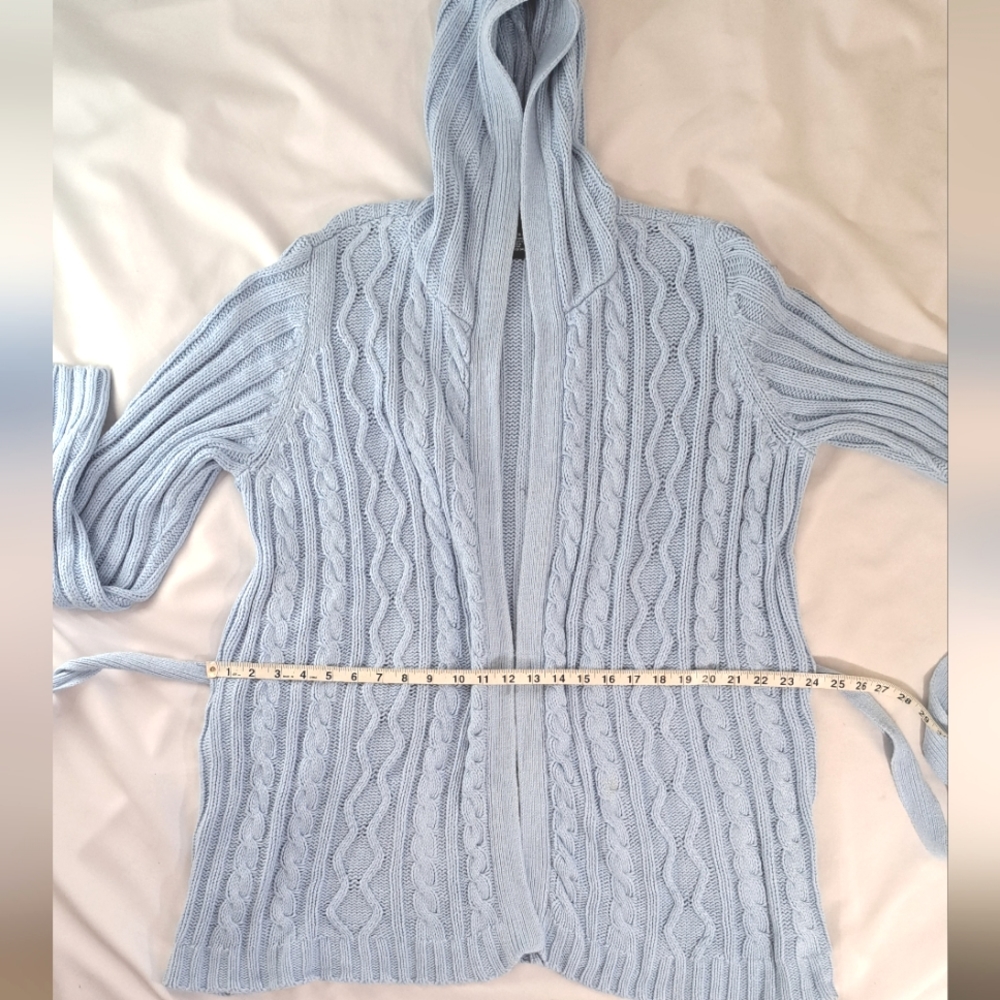 VENEZIA Jeans Co. Cableknit Belted Robe Cardigan Sweater with Hoodie - Picture 7 of 15